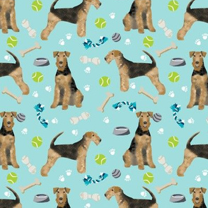 Airedale Terrier toys dog breed fabric light blue
