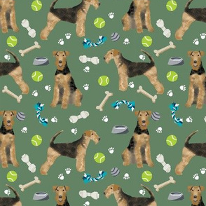 Airedale Terrier toys dog breed fabric med green
