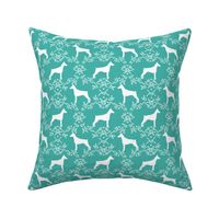 Doberman Pinscher silhouette floral turquoise