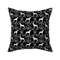 Doberman Pinscher silhouette floral black and white