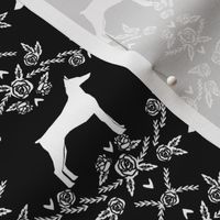 Doberman Pinscher silhouette floral black and white