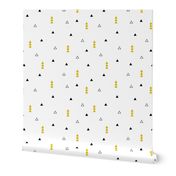 Cool Scandinavian style mini triangle geometric arrow print gender neutral mustard yellow