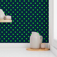 Mini Navy and Lime Polka Dots