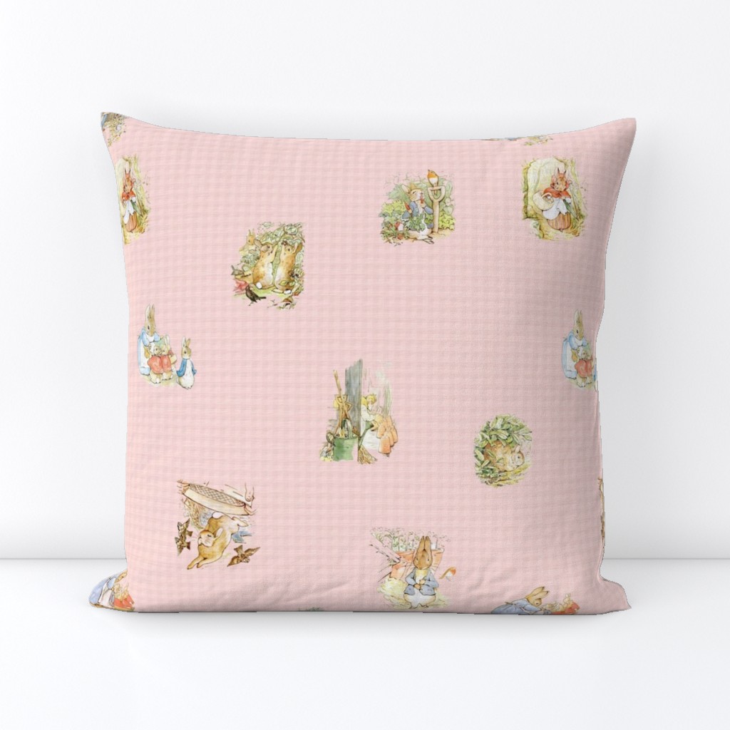 Peter Rabbit Character Toss Light Pink Gingham