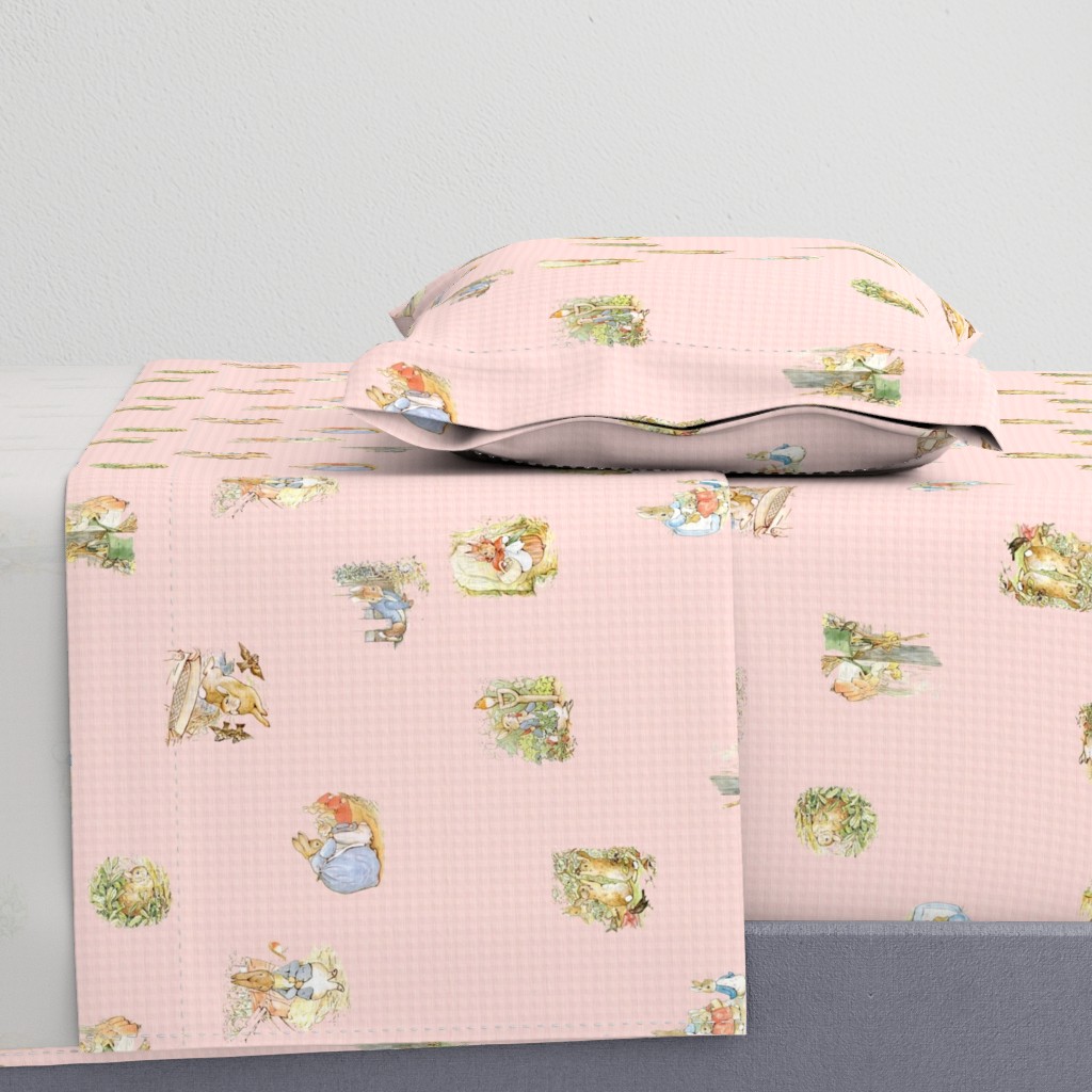 Peter Rabbit Character Toss Light Pink Gingham