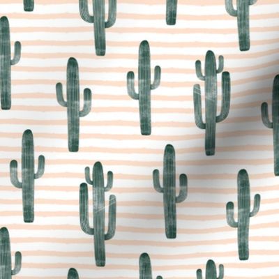 cactus on stripes - green