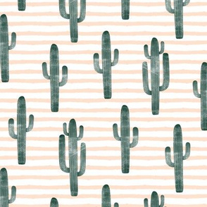 cactus on stripes - green
