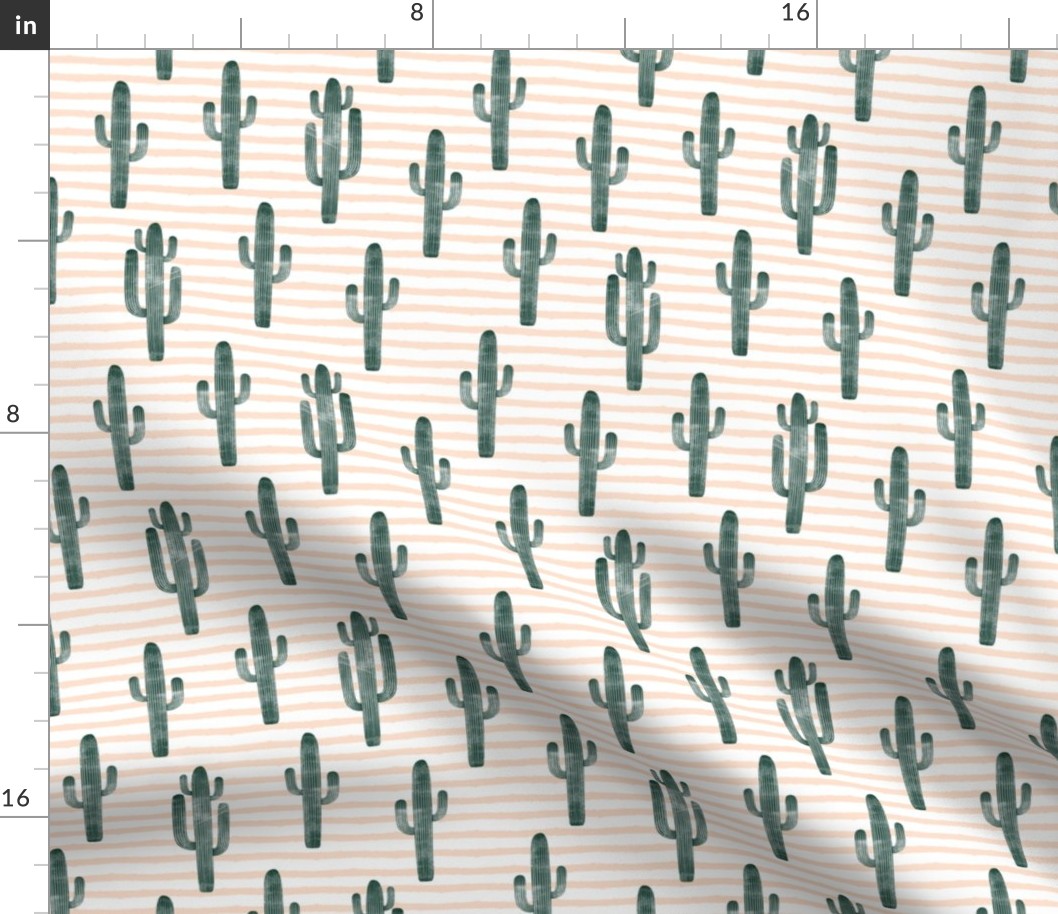 cactus on stripes - green