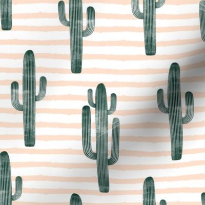 large scale - cactus on stripes - green