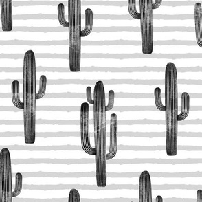 large scale - cactus on stripes - monochrome