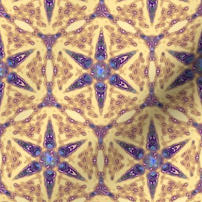 Ornate Blue Shuriken Shaped Stars on Yellow