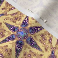 Ornate Blue Shuriken Shaped Stars on Yellow