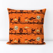 Vintage Halloween Full Moon Owls