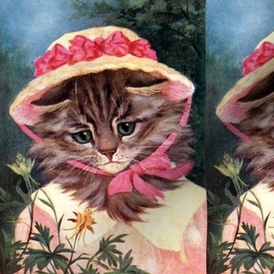 cats forests gardens flowers trees straw hats bows Victorian Elegant Gothic Lolita EGL vintage retro Anthropomorphic whimsical animals ribbons
