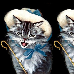 cats Maine Coon vintage retro kitsch mary little lambs sheep nursery rhymes children girls fairy tales toddlers shepherdess  whimsical stories story books bo peep crook staff rod bows hats