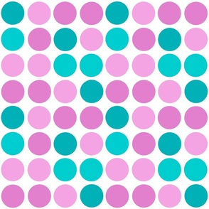 Turquoise pink polka dot fashion pattern 