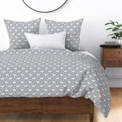 English Bulldog floral silhouette fabric pattern grey