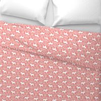 English Bulldog floral silhouette fabric pattern peach