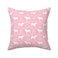 English Bulldog floral silhouette fabric pattern pink