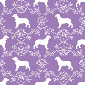 English springer spaniel floral silhouette fabric pattern purple