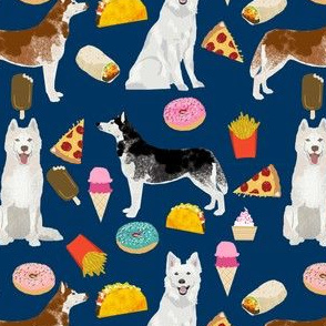 huskies and white shepherd junk food design custom order - navy