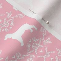 English springer spaniel floral silhouette fabric pattern pink