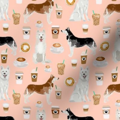 huskies and white shepherd fabric coffees - blush