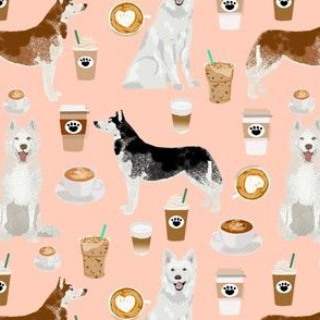 huskies and white shepherd fabric coffees - blush