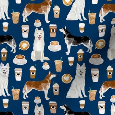 huskies and white shepherd fabric coffees - navy