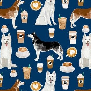 huskies and white shepherd fabric coffees - navy