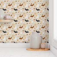 huskies and white shepherd fabric coffees - sand