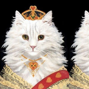 Persian cats white princesses queens empress tiaras crowns royalty sashes hearts necklaces vintage retro Anthropomorphic whimsical animals