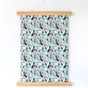 miniature pinscher fabric min pin design july 4th usa fabric - light