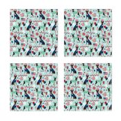 miniature pinscher fabric min pin design july 4th usa fabric - light