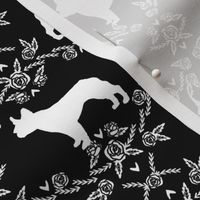 french bulldog florals silhouette frenchie dog black