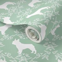 french bulldog florals silhouette frenchie dog mint
