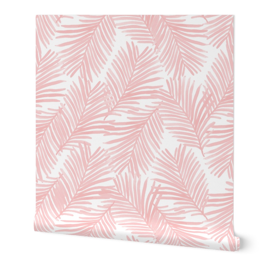 palm print fabric pastel pink nursery baby design