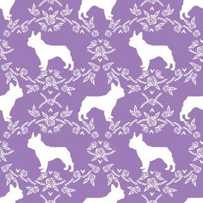 french bulldog florals silhouette frenchie dog purple