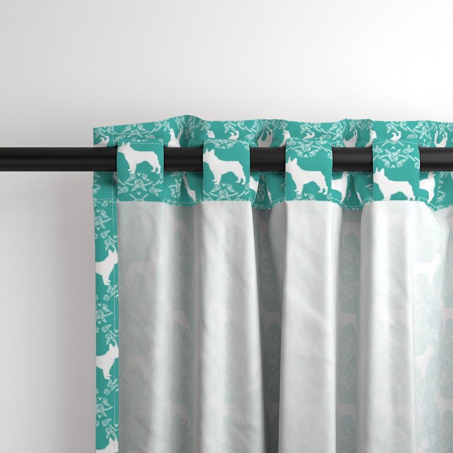 french bulldog florals silhouette frenchie dog turquoise