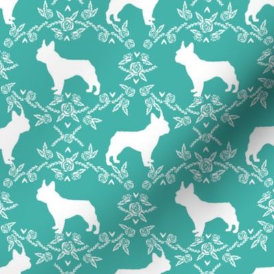 french bulldog florals silhouette frenchie dog turquoise