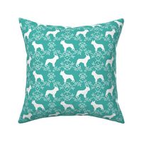 french bulldog florals silhouette frenchie dog turquoise