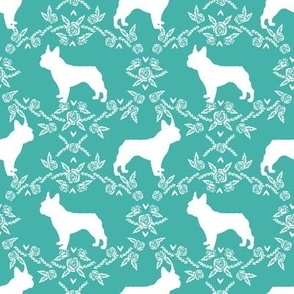 french bulldog florals silhouette frenchie dog turquoise