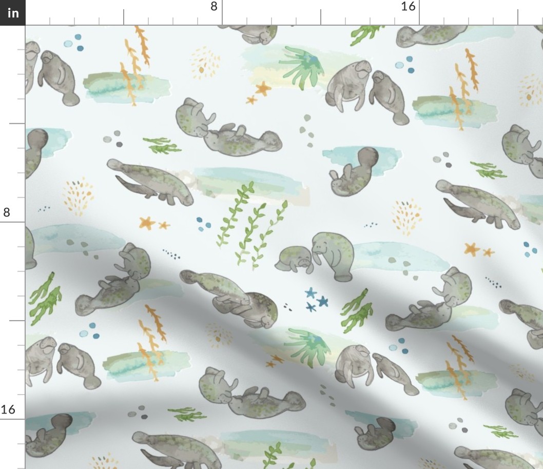  Olin's Watercolor Mama & Baby Manatees