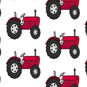Red Farm Tractor on White