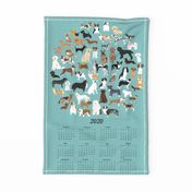 2020 dog breeds tea towel calendar - gulf blue