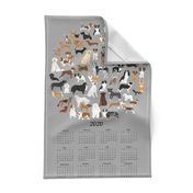 2020 dog breeds tea towel calendar - grey