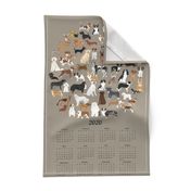 2020 dog breeds tea towel calendar - medium brown