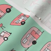vintage camper van fabric // rv road trip design - mint and coral