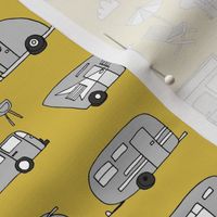 vintage camper van fabric // rv road trip design - mustard and grey