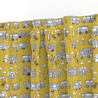 vintage camper van fabric // rv road trip design - mustard and grey